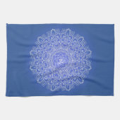 Elegant Blue Mandala met OM Theedoek (Horizontaal)