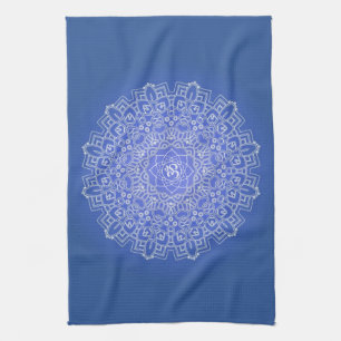 Elegant Blue Mandala met OM Theedoek