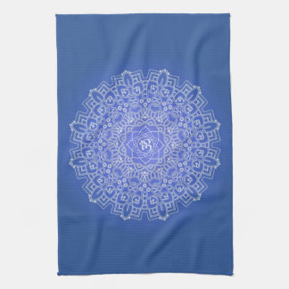 Elegant Blue Mandala met OM Theedoek
