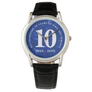 Elegant Blue Marble 10 jaar Jubileum Horloge