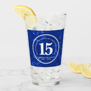 Elegant Blue Marble 15 jaar Jubileum Glas