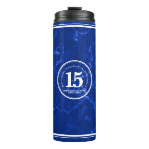 Elegant Blue Marble 15 jaar Jubileum Thermosbeker