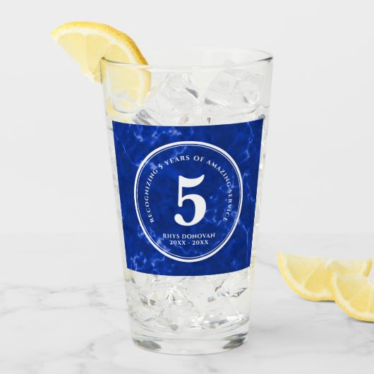 Elegant Blue Marble 5 jaar Jubileum Glas (Voorkant ijs)