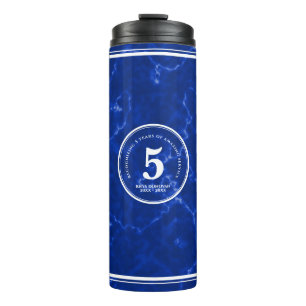Elegant Blue Marble 5 jaar Jubileum Thermosbeker