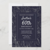 Elegant Blue Marble 60th Birthday Invitation Kaart (Voorkant)