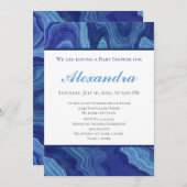 Elegant Blue Marble Agate Baby shower (Voorkant / Achterkant)