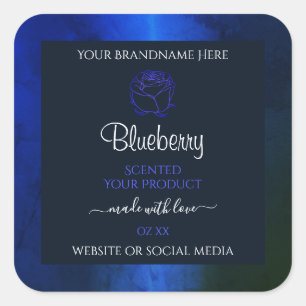 Elegant Blue Marble Pattern Floral Product Label
