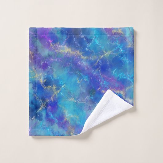 Elegant Blue Marble Pattern With Monogram Bad Handdoek (Wasdoekje)