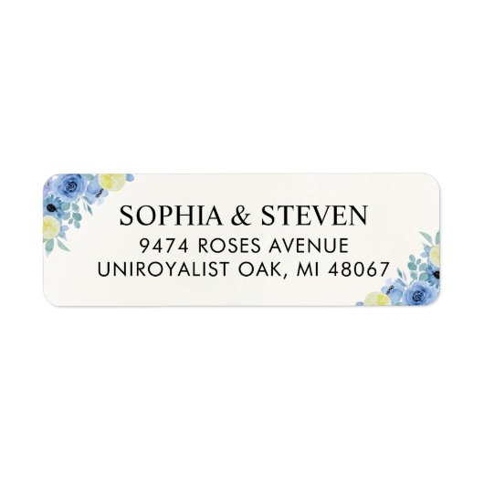 Elegant Blue Mediterranean Lemon Wedding Etiket (Voorkant)