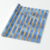 Elegant Blue Metallic Gold Glitter Cadeaupapier (Uitgerold)