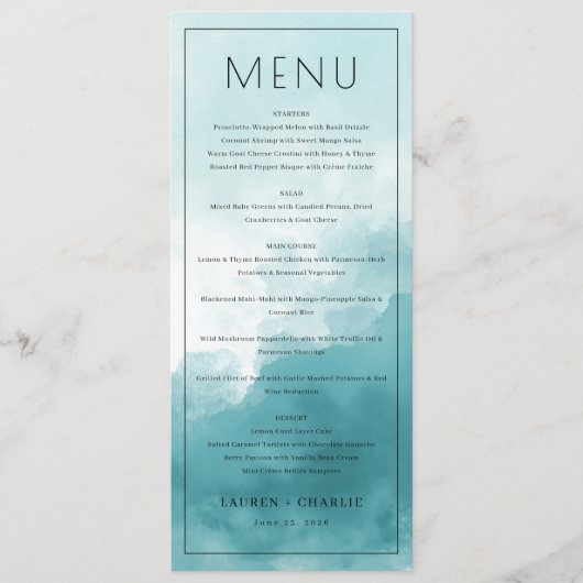 Elegant Blue Minimalist Menu (Devant)