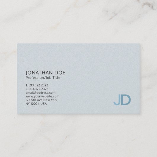 Elegant Blue Modern Monogram Luxe Pearl Fins Visitekaartje (Achterkant)