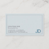 Elegant Blue Modern Monogram Premium Linen Luxury Visitekaartje (Achterkant)