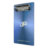 Elegant Blue Modern Monogrammed Sjabloon Trendy Mini Klembord (Angled2)