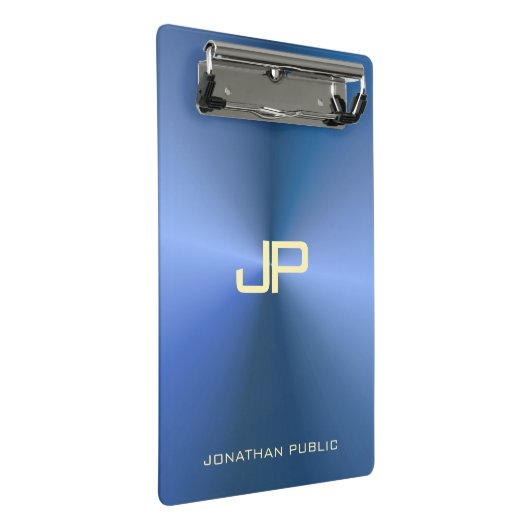 Elegant Blue Modern Monogrammed Sjabloon Trendy Mini Klembord (Schuin)