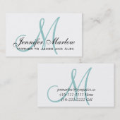 Elegant Blue Monogram Aangepaste mammie Calling Ca Contactkaartje (Voorkant / Achterkant)