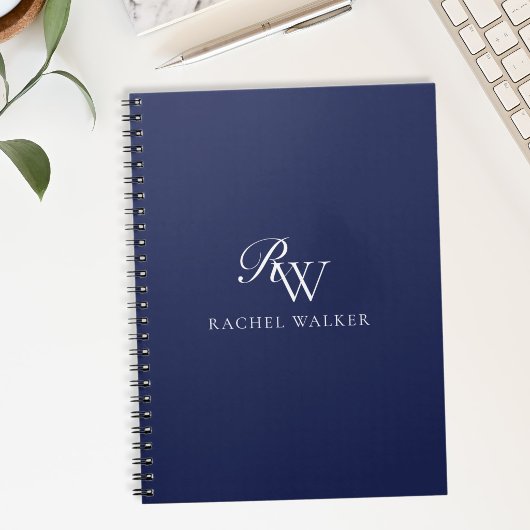 Elegant Blue Monogram Notitieboek