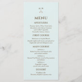 Elegant Blue Monogram Pearl Christian Wedding Menu (Voorkant)
