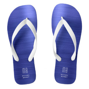Elegant Blue Monogram Teenslippers