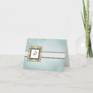 Elegant Blue Monogramed Note Cards Notitiekaartje