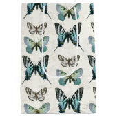 Elegant Blue n White Botanical Butterfly  Medium Cadeauzakje (Achterkant)