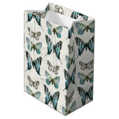 Elegant Blue n White Botanical Butterfly  Medium Cadeauzakje (Achterkant Gekanteld)