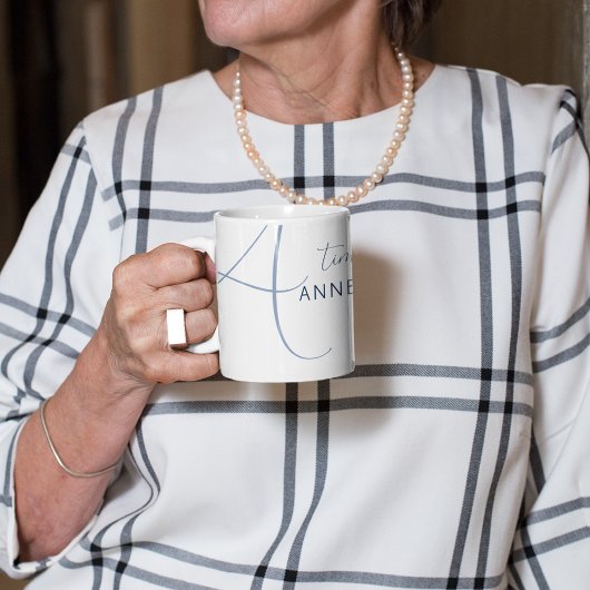 Elegant Blue Name en Initiaal Koffiemok