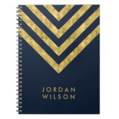 Elegant Blue Name Faux Gold Chevron Pattern Notitieboek (Voorkant)