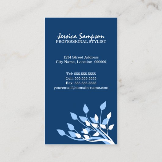 Elegant Blue Natuur Visitekaartje (Achterkant)