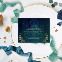 Elegant Blue, Navy Green Celestial Wedding Details