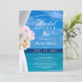 Elégant Blue Ocean Beach Bridal Shower Invitation (Debout devant)