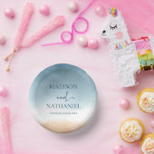 Elegant Blue Ocean Beach Shore Sand Wedding Papieren Kommen (Feest)