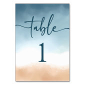 Elegant Blue Ocean Beach Shore Zand Bruiloft Kaart (Achterkant)