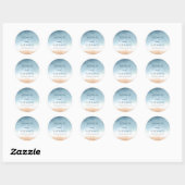 Elegant Blue Ocean Beach Shore Zand Bruiloft Ronde Sticker (Vel)
