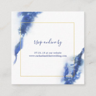 Elegant Blue Ombre Marble Wedding RSVP-kaarten Informatiekaartje