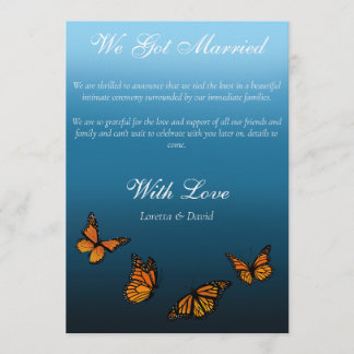 Elegant Blue Ombre Romantic Monarch Butterfly Kaart