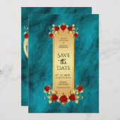 Élégant Blue Opulence Gold luxe royal Invitation (Devant / Derrière)