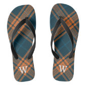 Elegant blue & orang tartan plaid Personalized Teenslippers (Voetbed)