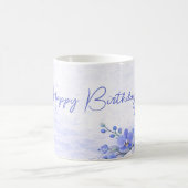 Elegant Blue Orchid Birthday Mug (Centre)