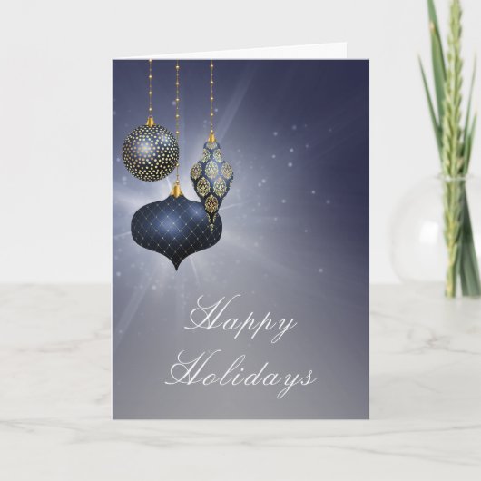 Elegant Blue Ornament Corporate Logo kerst Kaart (Voorkant)