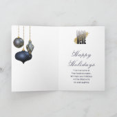 Elegant Blue Ornament Corporate Logo kerst Kaart (Binnen)