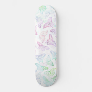 Elegant Blue Paars Glitter Butterfly Glam Design Skateboard
