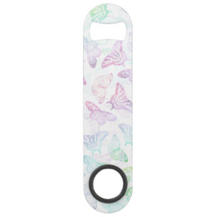 Elegant Blue Paars Glitter Butterfly Glam Design Speed Flessenopener