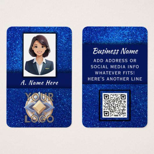 Élégant Blue Parties scintillant Mariage Pros Logo (Devant & derrière)