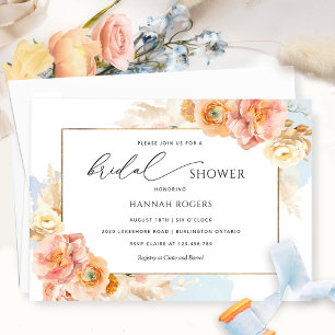 Elegant Blue Peach en Blush Vrijgezellenfeest Kaart