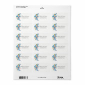Elegant Blue & Peach Floral Weddenschap Label (Full Sheet)