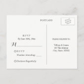 Elegant Blue Peach Floral Wedding RSVP Uitnodiging (Achterkant)