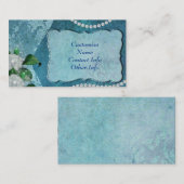 Elegant Blue Pearl & Lace  gepersonaliseerd Visitekaartje (Voorkant / Achterkant)