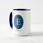Elegant Blue Personalized Monogram Mok (Voorkant links)