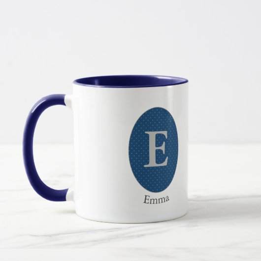 Elegant Blue Personalized Monogram Mok (Links)